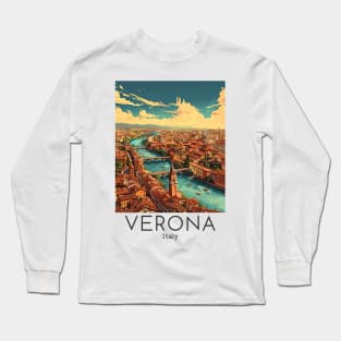 A Vintage Travel Illustration of Verona - Italy Long Sleeve T-Shirt